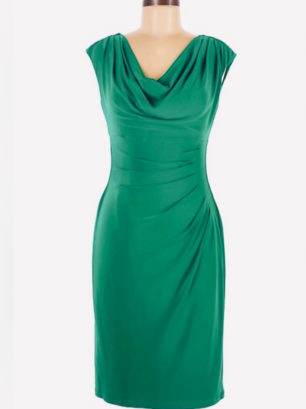 Ralph Lauren Emerald Green Cowl Neck Midi Dress